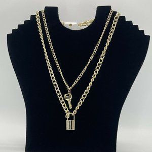 Retro Fashion Gold Lock and Key Necklace